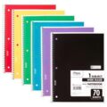 Mead Spiral Notebook, 6 Pack, 1 Subject, Wide Ruled Paper, 7-1/2″ x 10-1/2″, 70 Sheets per Notebook, Colors Will Vary (930201-ECM25) by