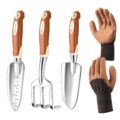 MelonArt Garden Tool Set, 4 Pieces Heavy Duty Gardening Hand Tool Kit Aluminum for Women Men Planting Including Hand Shovel, Transplant Shovel and Hand Rake with Non Slip Rubber… by MelonArt