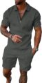 Men Track Suits 2 Piece Set Summer Casual Outfits Fashion Polo Shirts Short Sleeve and Shorts Set Vacation Clothes by Kubsid