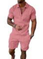 Men Track Suits 2 Piece Set Summer Casual Outfits Fashion Polo Shirts Short Sleeve and Shorts Set Vacation Clothes by Kubsid