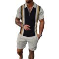 Men Track Suits 2 Piece Set Summer Casual Outfits Fashion Polo Shirts Short Sleeve and Shorts Set Vacation Clothes by Kubsid