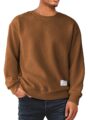 Men’s Crewneck Sweatshirts Soild Color Geometric Texture Long Sleeve Casual Pullover Shirt by Dokotoo Men