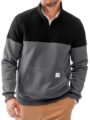 Men’s Mock Neck Sweatshirts Quarter Zip Quilted Sweater Color Block Long Sleeve Casual Pullover by Dokotoo Men