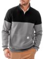 Men’s Mock Neck Sweatshirts Quarter Zip Quilted Sweater Color Block Long Sleeve Casual Pullover by Dokotoo Men