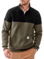 Men’s Mock Neck Sweatshirts Quarter Zip Quilted Sweater Color Block Long Sleeve Casual Pullover by Dokotoo Men