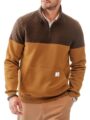 Men’s Mock Neck Sweatshirts Quarter Zip Quilted Sweater Color Block Long Sleeve Casual Pullover by Dokotoo Men