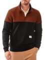 Men’s Mock Neck Sweatshirts Quarter Zip Quilted Sweater Color Block Long Sleeve Casual Pullover by Dokotoo Men