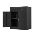 Metal Storage Cabinet, 36″ H Locking Storage Cabinet with Two Drawers and Adjustable Shelf, Metal Cabinets for Office, Garage, Home-Black by Wanfu