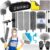 Microfiber Duster Kit 23pcs with 30 to 100 Inches Extension Pole and Extendable Window Squeegee, Washable and Bendable Feather Duster for Cleaning Ceiling Fans, High Ceilings,… by HLWDFLZ