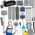Microfiber Duster Kit 25pcs with 30 to 100 Inches Extension Pole and Baseboard Cleaner Tool, Washable and Bendable Feather Duster for Cleaning Ceiling Fans, High Ceilings,… by HLWDFLZ