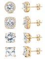 MILACOLATO Cubic Zirconia Stud Earrings for Women Men | 18K Gold Plated Hypoallergenic Sterling Silver Post Earrings | Big Brilliant Simulated Diamond CZ Halo Stud Earrings for… by MILACOLATO