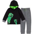 Minecraft Creeper Fleece Pullover Hoodie and Pants Outfit Set Little Kid to Big Kid by Minecraft