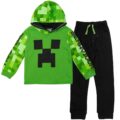 Minecraft Creeper Fleece Pullover Hoodie and Pants Outfit Set Little Kid to Big Kid by Minecraft