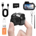 Mini Keychain Camera, FHD 1080p 8MP Mini Digital Camera with 32GB SD Card, 0.96″ HD Display, 100 Mins Battery Life Small Camera for Travel Study Recording (Black, 32GB) by Mhaohuofu