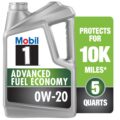 Mobil 1 Advanced Fuel Economy Full Synthetic Motor Oil 0W-20, 5 Quart by Mobil