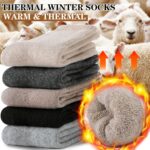 MOGGEI 5 Pairs Womens Merino Wool Socks Hiking Warm Winter Thick Thermal Crew Cozy Cabin Ladies Gift Comfy Boot Work Socks by MOGGEI