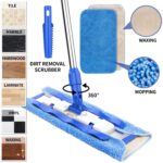 MR.SIGA Professional Microfiber Mop for Hardwood, Laminate, Tile Floor Cleaning, Stainless Steel Telescopic Handle - 3 Reusable Flat Mop Refills and 1 Dirt Removal Scrubber... by MR.SIGA