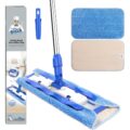 MR.SIGA Professional Microfiber Mop for Hardwood, Laminate, Tile Floor Cleaning, Stainless Steel Telescopic Handle – 3 Reusable Flat Mop Refills and 1 Dirt Removal Scrubber… by MR.SIGA