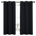 NICETOWN Halloween Pitch Black Solid Thermal Insulated Grommet Blackout Curtains/Drapes for Bedroom Window (2 Panels, 42 inches Wide by 63 inches Long, Black) by NICETOWN