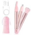 Nose Hair Trimmer for Women 3in1 Facial Hair Removal Trimmers- Rechargeable, Waterproof, Portable with Travel Bag- Trims Nose, Ear, Eyebrow, Peach-Fuzz, Lips, Chin Face Hair… by HEBECA