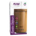 NOW Essential Oils, Ultrasonic Real Bamboo Aromatherapy Oil Diffuser, Extremely Quiet, Heat Free and Easy to Clean, Color Changing LED Diffuser by NOW Foods