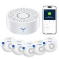 Nuleto WiFi Water Leak Detector 1s,Water Detectors & Alarms,Water Leak Sensor with SMS,Phone Call,APP Push,492ft for Home,Basement,Kitchen,5 Pack,2.4G WiFi Only by NULETO