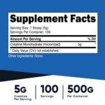 Nutricost Creatine Monohydrate Micronized Powder 500G, 5000mg Per Serv (5g) - 100 Servings, 17.9 Oz by Nutricost