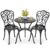 NUU GARDEN 3 Piece Bistro Set Outdoor, All Weather Cast Aluminum Patio Bistro Sets Patio Table and Chairs Set of 2 with Umbrella Hole for Yard, Balcony, Black, Butterfly Backrest by NUU GARDEN