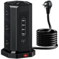 NVEESHOX Power Strip Tower with USB Ports Surge Protector,Power Strip with 9 AC Outlet and 5 USB Ports (1 USB C), 10 FT Extension Cord, Widely Spaced Multi Outlets with Overload… by NVEESHOX