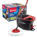 O-Cedar EasyWring Microfiber Spin Mop, Bucket Floor Cleaning System, Red, Gray, Standard by O-Cedar