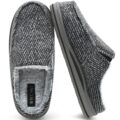 ONCAI Mens Slippers with Arch Support Stripe Faux Fur Cotton-Blend High-Density Memory Foam Warm House Slippers for man Slip-on Indoor Outdoor Rubber Sole Size 7-16 by ONCAI