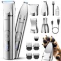 oneisall 4 in 1 Dog Grooming Kit with LCD Display, Dog Hair Trimmer for Paw Nail Grinder, Rechargeable Cordless Low Noise IPX7 Waterproof Pet Clippers by oneisall