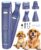 oneisall Dog Clippers & Dog Paw Trimmer 4-in-1 Cordless Grooming Kit: 2-Speed Low Noise Clippers with Rechargeable Quiet Nail Grinder for Dogs & Cats (Blue) by oneisall