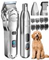 oneisall Dog Clippers for Grooming Thick/Heavy Coats, 4-in-1 Dog Grooming Kit Low Noise with Stainless Steel Blade, Cordless Dogs Paw Trimmer Pet Nail Grinder for Small & Large… by oneisall