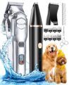 oneisall Dog Grooming Kit for Heavy Thick Hair&Coats/Low Noise Rechargeable Cordless Waterproof Dog Clippers for Grooming Animals&Pets/Pet Shaver with Stainless Steel Blade and… by oneisall