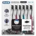 Oral-B Toothbrush Charcoal Infused CrossAction Bristles remove Plaque Stain Naturally Whitens Teeth (Medium) by Oral-B