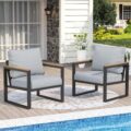 Outdoor Chairs Set of 2, Outdoor Furniture Set, Outdoor Conversation Chair Sets for Balcony Backyard Park Garden, Light Grey by COMLAX FIELD