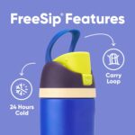 Owala Kids FreeSip Insulated Stainless Steel Water Bottle with Straw for Sports, Travel, and School, BPA-Free Sports Water Bottle, 16 oz, Celestial Sphere by Owala