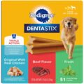Pedigree Dentastix Large Breed Dog Treats, Original, Beef & Fresh Flavor, 2.73 lb. Variety Pack (51 Treats) by Pedigree