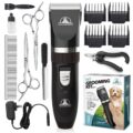 Pet Union Professional Dog Grooming Kit – Cordless Low Noise Dog Clippers for Grooming Thick Coats – All Pet Safe Cat Hair Trimmer – Pet Grooming Kit Includes Dog Hair Clippers,… by Pet Union