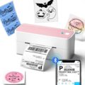 Phomemo Bluetooth Thermal Label Printer, 241BT 4X6 Wireless Shipping Labels Printer for Small Business, Pink Label Printers for Shipping Package, Compatible with iPhone,… by Phomemo