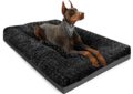 POCBLUE Deluxe Washable Dog Bed for Medium/Large Dogs Dog Crate Mat 35 Inch Comfy Fluffy Kennel Pad Anti-Slip for Dogs Up to 60 lbs, 35″ x 23″, Black by POCBLUE