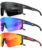 Polarized Sports Sunglasses for Men, UV400 Protection Mens Sunglasses Wrap Around Sun Glasses for Cycling Running by QALLY