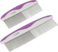 Poodle Pet Dog Combs for Grooming | 2 Pack | Stainless Steel Teeth Easily Remove Dirt | Proper Care Prevents Knots and Mats for Long and Short Haired Pets | Anti-Slip Comfort… by POODLIE