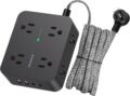 Power Strip Surge Protector, HANYCONY 8 Outlets with 4 USB Charging Ports(2 USB C), 3 Side Outlet Extender with 5 Ft Extension Cord, Flat Plug, Wall Mount, Desk Charging Station… by HANYCONY