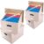 PRANDOM File Organizer Box – Set of 4 Collapsible Decorative Linen Filing Storage Hanging File Folders with Lids Office Cabinet Letter/Legal Size Light Grey (17x14x11.2 inch) by PRANDOM