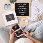 Pregnancy Announcement, Baby Announcement Ideas Set Include Felt Letter Board, Baby Onesie, Booties, Photo Frame, Wooden Sign and Bear Plush, Pregnancy Announcement Photo Props... by TUOWITA