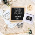 Pregnancy Announcement, Baby Announcement Ideas Set Include Felt Letter Board, Baby Onesie, Booties, Photo Frame, Wooden Sign and Bear Plush, Pregnancy Announcement Photo Props… by TUOWITA