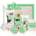 Premium Coconut Spa Gift Baskets for Women, 8 Piece Luxury Bath Set with Bubble Bath & Bath Bombs, Tropical Gift for Her, Anniversary or Birthday Present – Body Scrub, Lotion,… by SPA LUXETIQUE WORLD