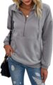 PRETTYGARDEN Women’s Casual Long Sleeve Lapel Zipper Sweatshirt Drawstring Loose Pullover Tops by PRETTYGARDEN